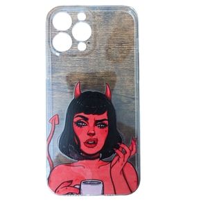 iPhone case - Clear - Bad@$$ Girl Drinking Coffee NWOT